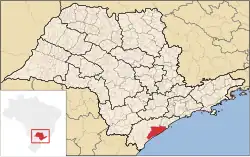 Localização da Estância Balneária de Iguape em São Paulo