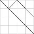 4. Da extremidade superior da diagonal menor, ligar à diagonal maior por um traço perpendicular a elas (corresponde a uma hipotenusa de catetos uma unidade cada).