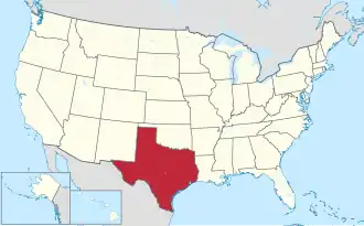 Localização do Texas nos Estados Unidos
