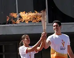 Gustavo Borges participando do revezamento da Tocha Panamericana dos jogos Rio 2007