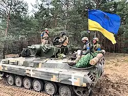 Militares ucranianos em um veículo BMP-1TS em setembro de 2022 durante a Contraofensiva de Kharkiv.