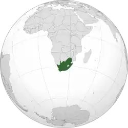 Localização da África do Sul.