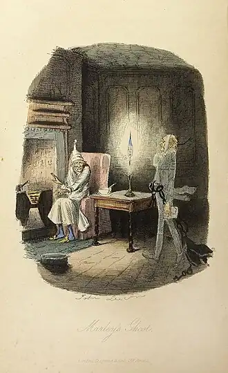 O Espectro de Marley, ilustração de John Leech na primeira edição de A Christmas Carol