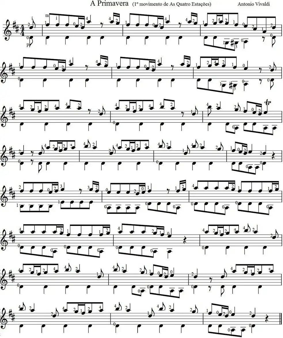 A Primavera melodia e acompanhamento