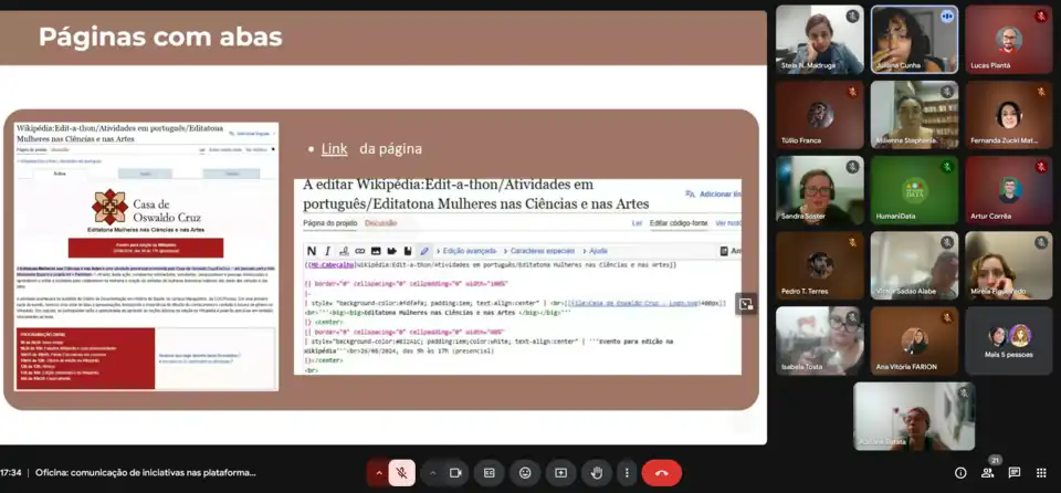 Participantes da oficina sobre páginas administrativas