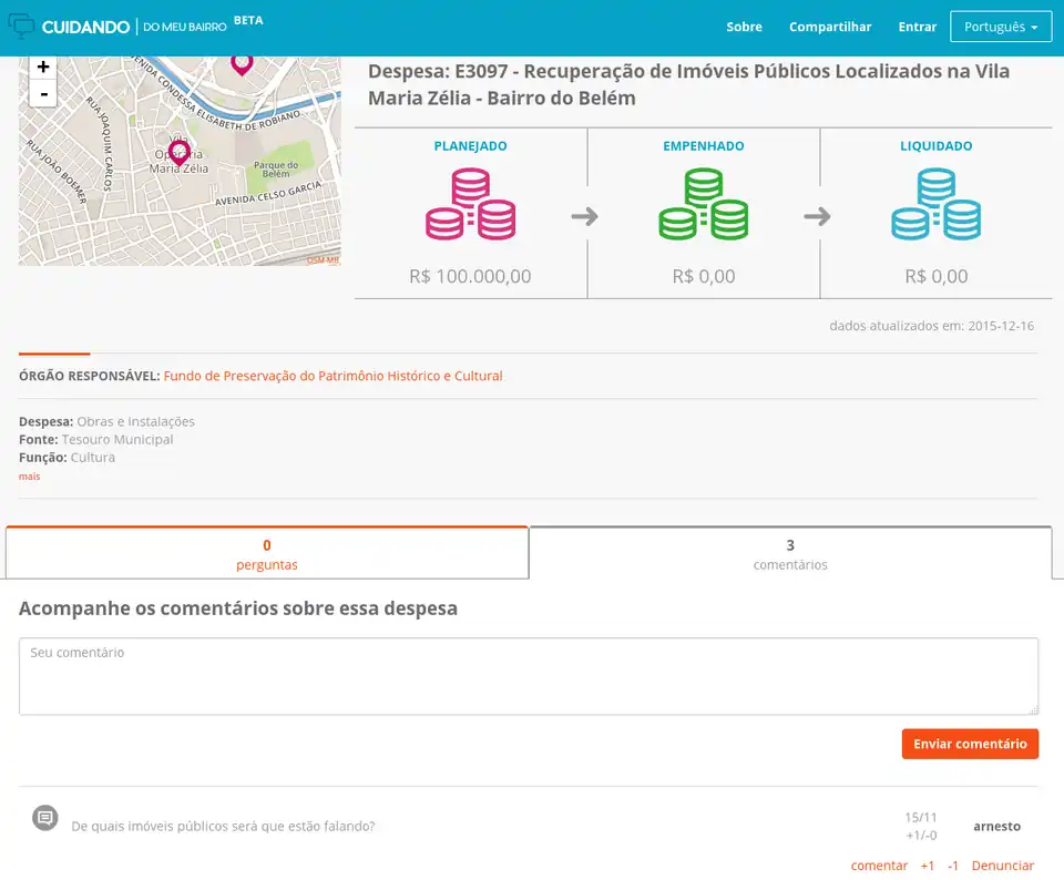 Como usar, detalhamento da despesa.