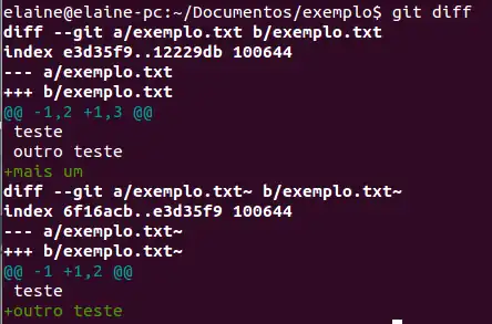 Diferença entre commits