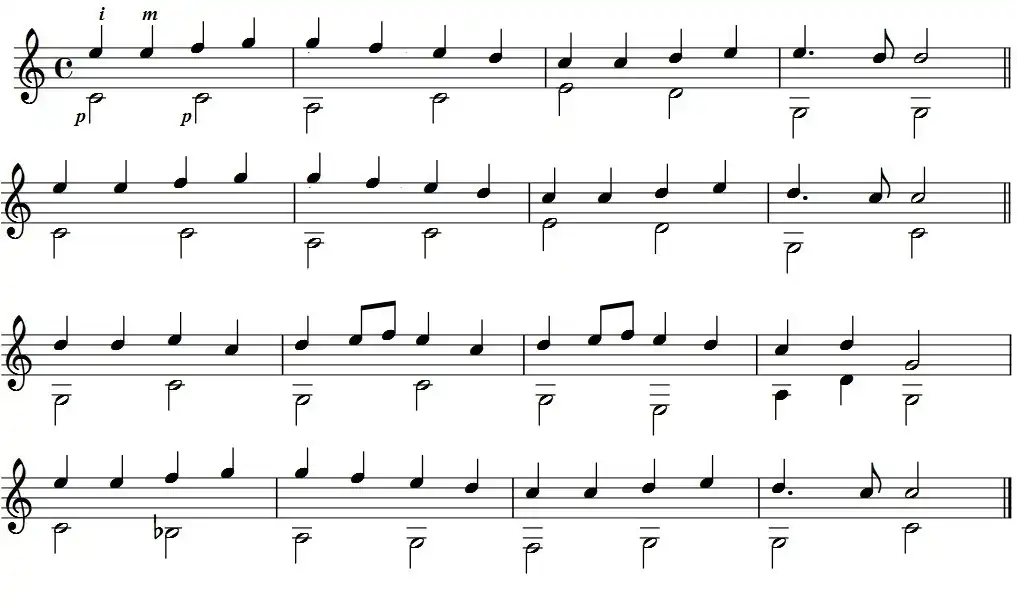 Hino à Alegria, estudo em Dó maior