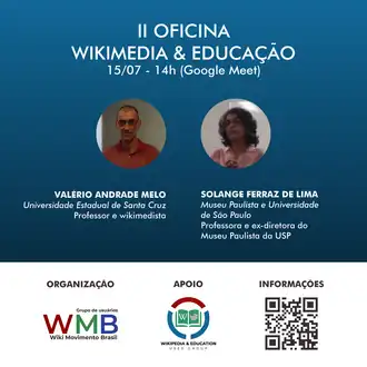 Imagem de divulgação da II Oficina Wikimedia & Educação