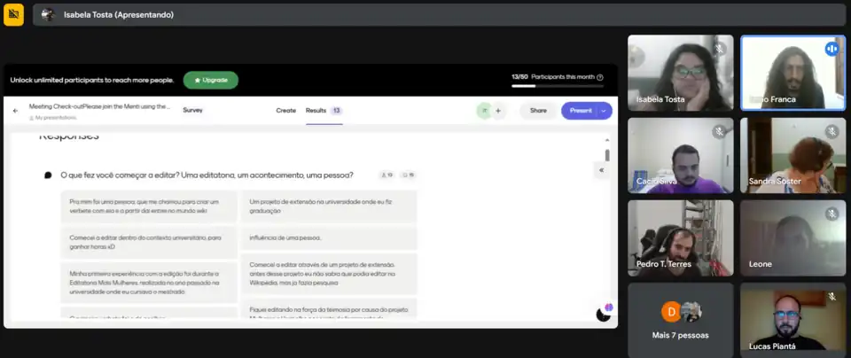 Participantes da discussão sobre recepção a novos usuários