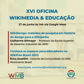 Imagem de divulgação da XVI Oficina Wikimedia & Educação