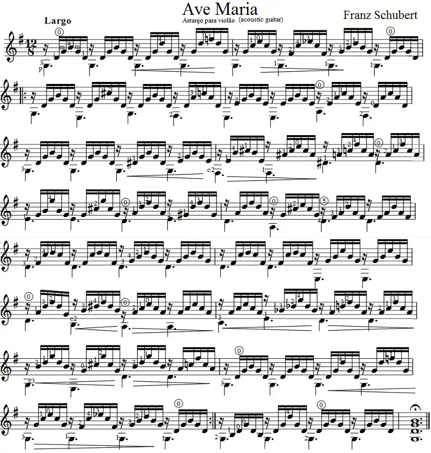 Ave Maria Franz Schubert arranjo para violão acoustic guitar