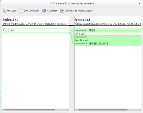Figura 2: Bazaar - Utilizando qdiff