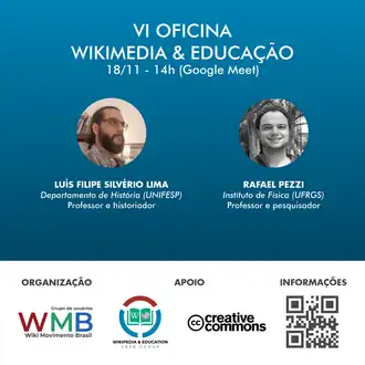 Imagem de divulgação da VI Oficina Wikimedia & Educação