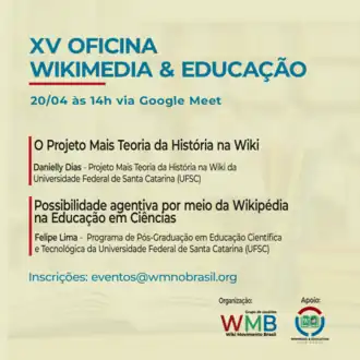 Imagem de divulgação da XV Oficina Wikimedia & Educação