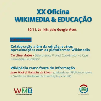 Imagem de divulgação da XX Oficina Wikimedia & Educação
